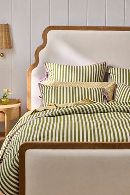 Maeve Brynne Cotton Percale Stripe Tie Printed Duvet