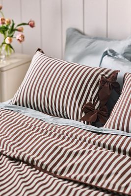 Maeve Brynne Cotton Percale Stripe Tie Printed Duvet