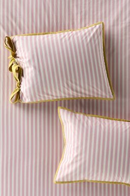 Maeve Brynne Cotton Percale Stripe Tie Printed Shams, Set of 2