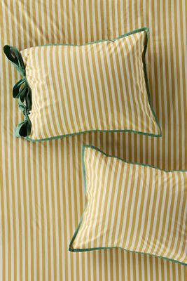 Maeve Brynne Cotton Percale Stripe Tie Printed Shams, Set of 2