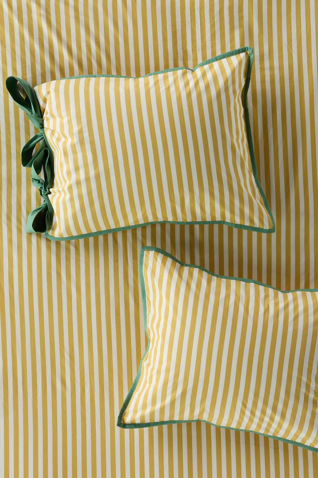 Maeve Brynne Cotton Percale Stripe Tie Printed Shams, Set of 2 - Ochre Stripe, King Sham, Set of 2