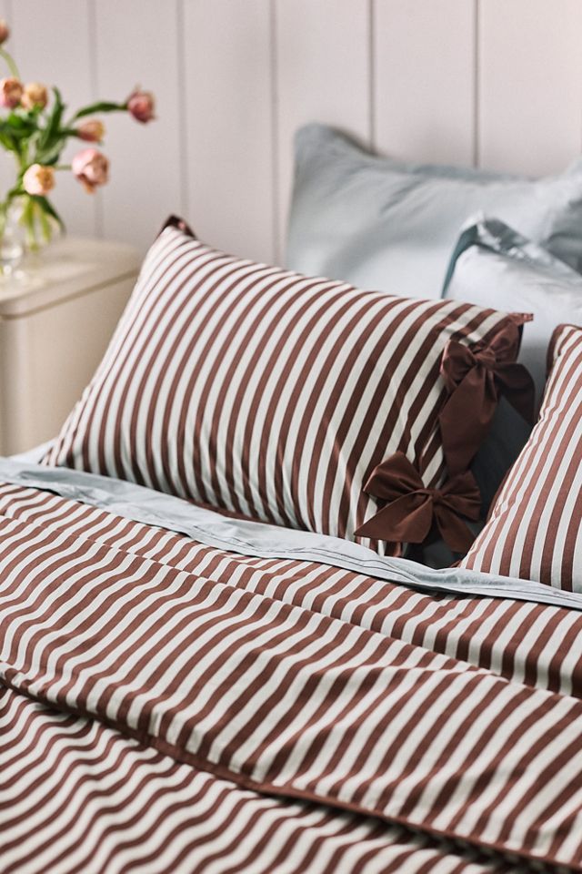 Maeve Brynne Cotton Percale Stripe Tie Printed Shams, Set of 2 #1