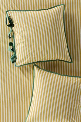 Maeve Brynne Cotton Percale Stripe Tie Printed Euro Sham