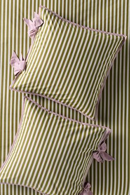 Maeve Brynne Cotton Percale Stripe Tie Printed Euro Sham