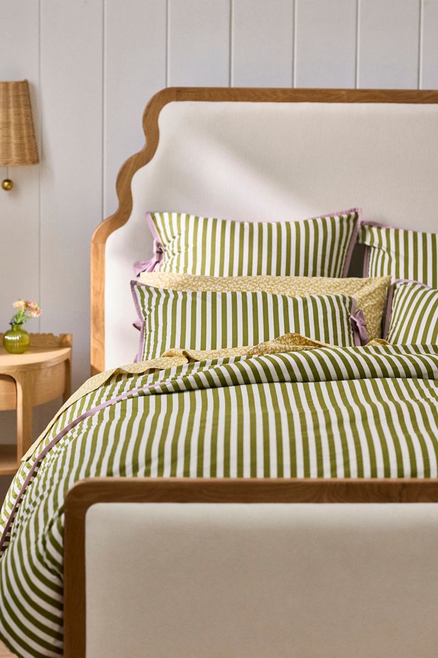 Maeve Brynne Cotton Percale Stripe Tie Printed Euro Sham #1