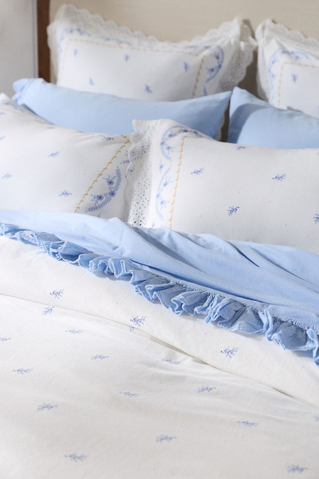 Ophelia Cotton Printed Lace Trim Floral Duvet #1