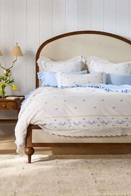 Housse de couette florale Ophelia en coton imprimé avec bordure en dentelle