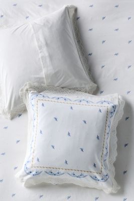 Ophelia Cotton Printed Lace Trim Floral Euro Sham