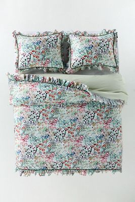 @nestingwithgrace Cotton Sateen Floral Printed Ruffle Duvet