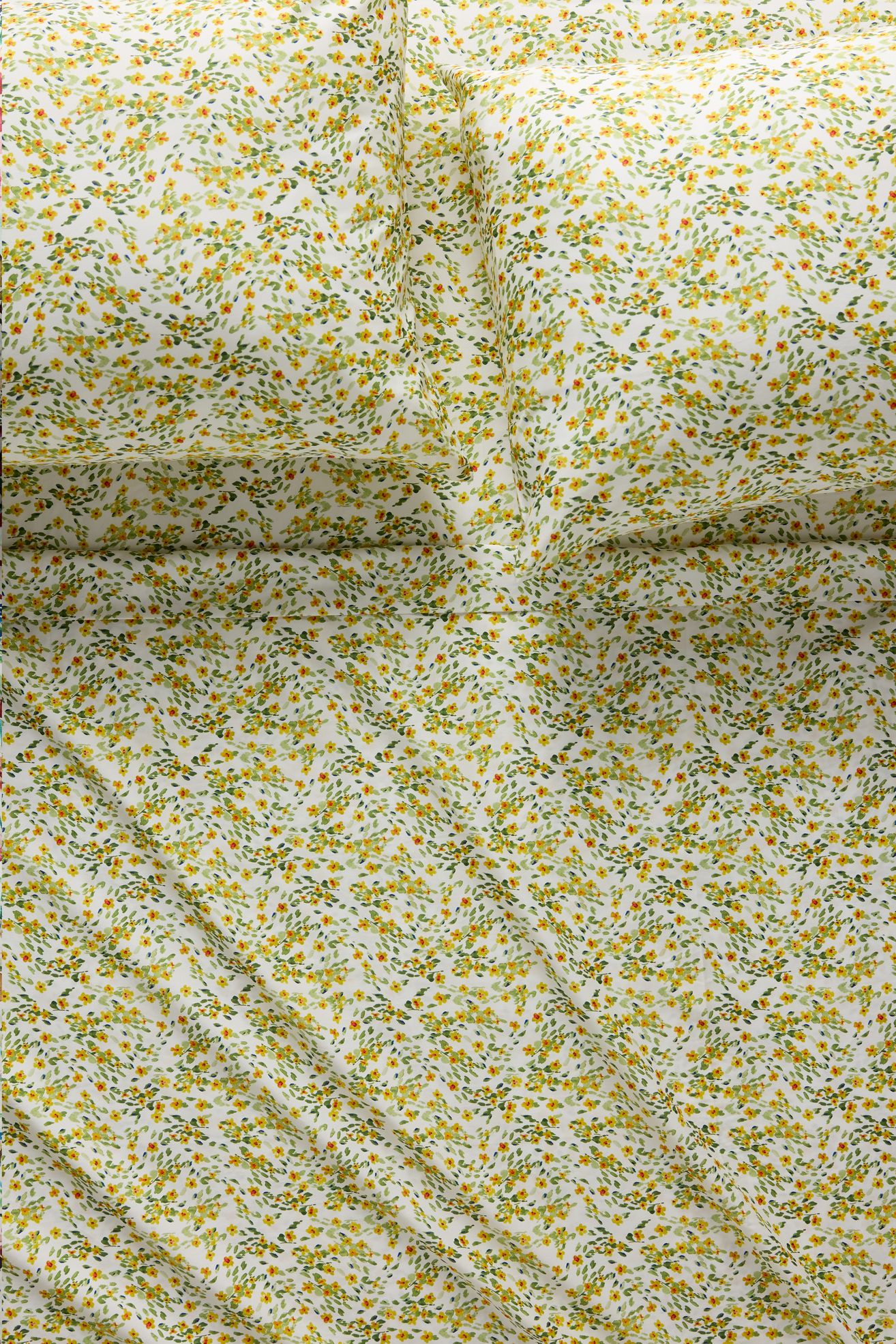 @nestingwithgrace Cotton Sateen Floral Printed Sheet Set - Yellow, King