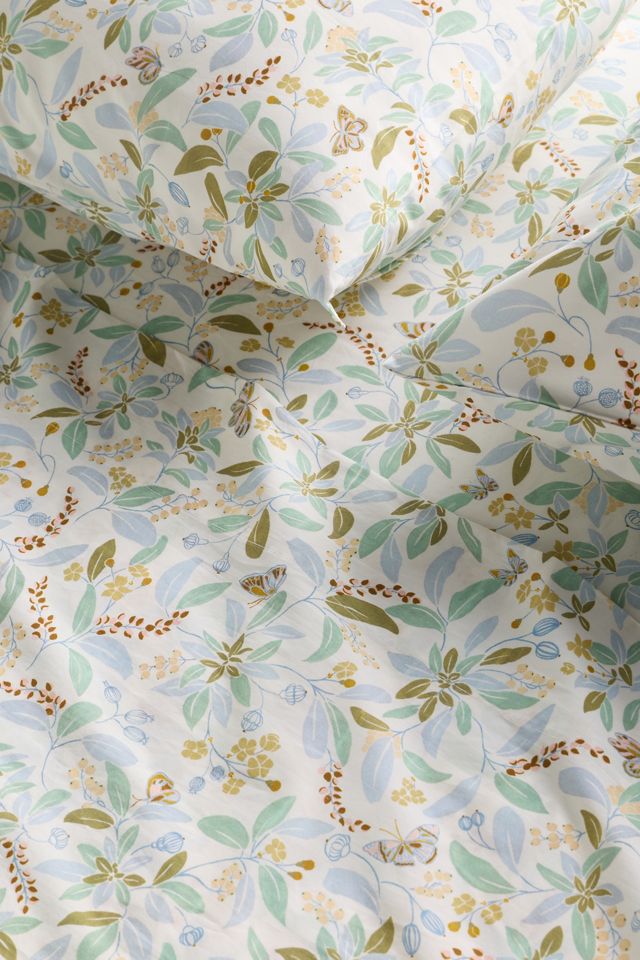 Claire de Quenetain Organic Cotton Percale Floral Printed Sheet Set #1