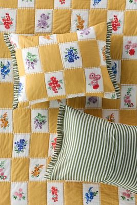 Taies d'oreiller à volants en voile de coton imprimé floral, ensemble de 2