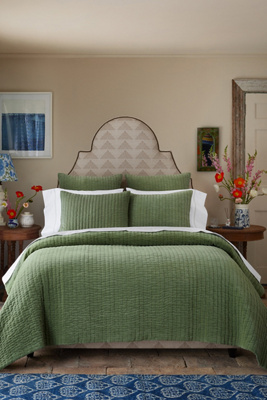 John Robshaw Textiles John Robshaw Velvet Coverlet In Green