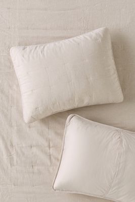 Linen Cotton Yarn Dyed Quilted Shams, Set of 2