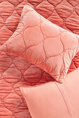 Anthropologie Claire Cotton Velvet Satin Shams, Set Of 2 In Pink