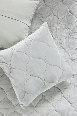 Anthropologie Claire Cotton Velvet Satin Euro Sham In Gray