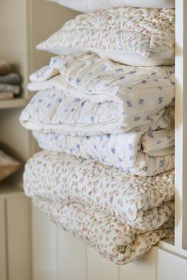 Dahlia Cotton Voile Floral Printed Textured Bedspread