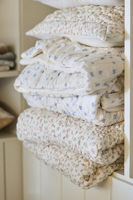 Anthropologie Dahlia Cotton Voile Floral Printed Textured Shams, Set Of 2 In White