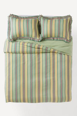 Juliet Cotton Yarn Dyed Stripe Ruffle Edge Duvet Cover