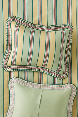 Juliet Cotton Yarn Dyed Stripe Ruffle Edge Shams, Set of 2