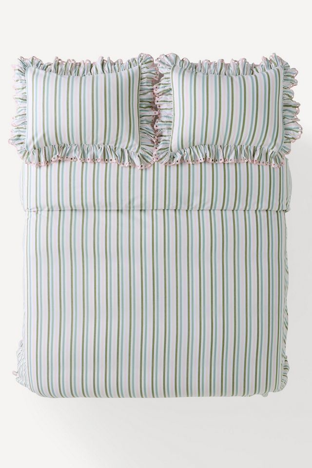 Martha 100% Cotton Striped Ruffled-Edge Duvet #2