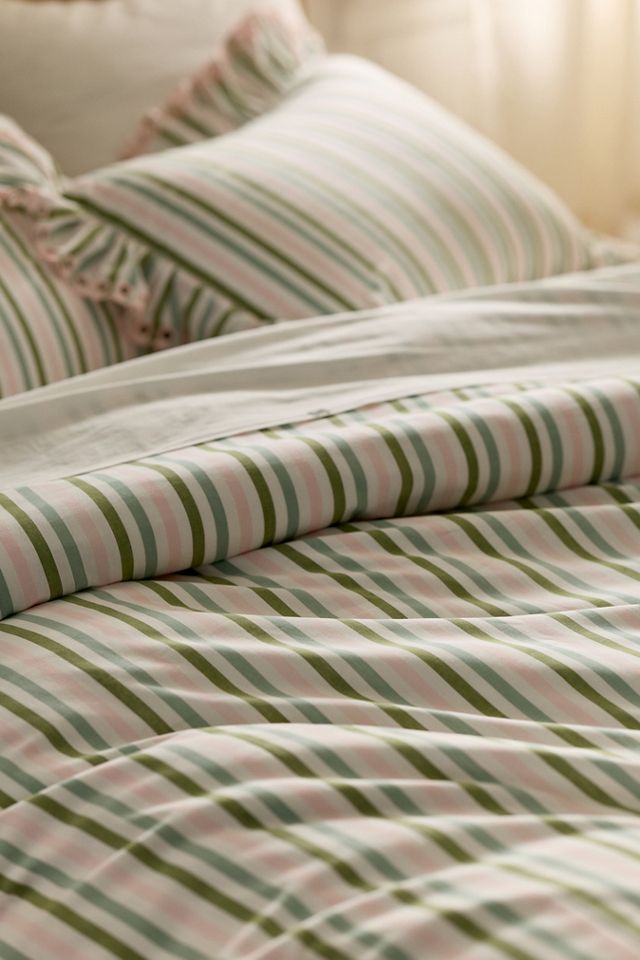 Martha 100% Cotton Striped Ruffled-Edge Duvet #1