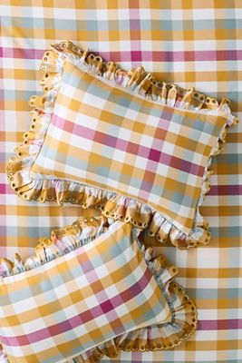 Martha 100% Cotton Striped Ruffled-Edge Shams, Set of 2