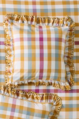 Martha Cotton Striped Ruffle Edge Cushion Cover