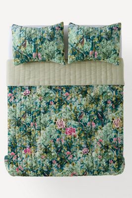 Couvre-lit en velours de coton imprimé floral Maeve
