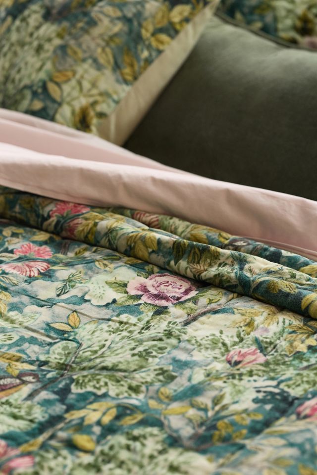 Maeve Cotton Velvet Floral Printed Quilt #1