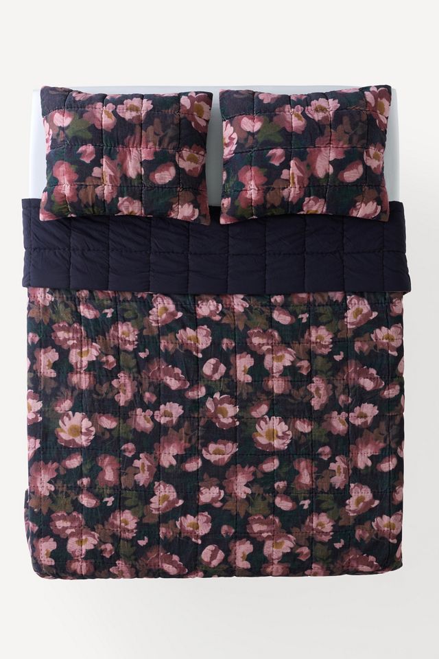 Maeve Cotton Velvet Floral Printed Quilt #1