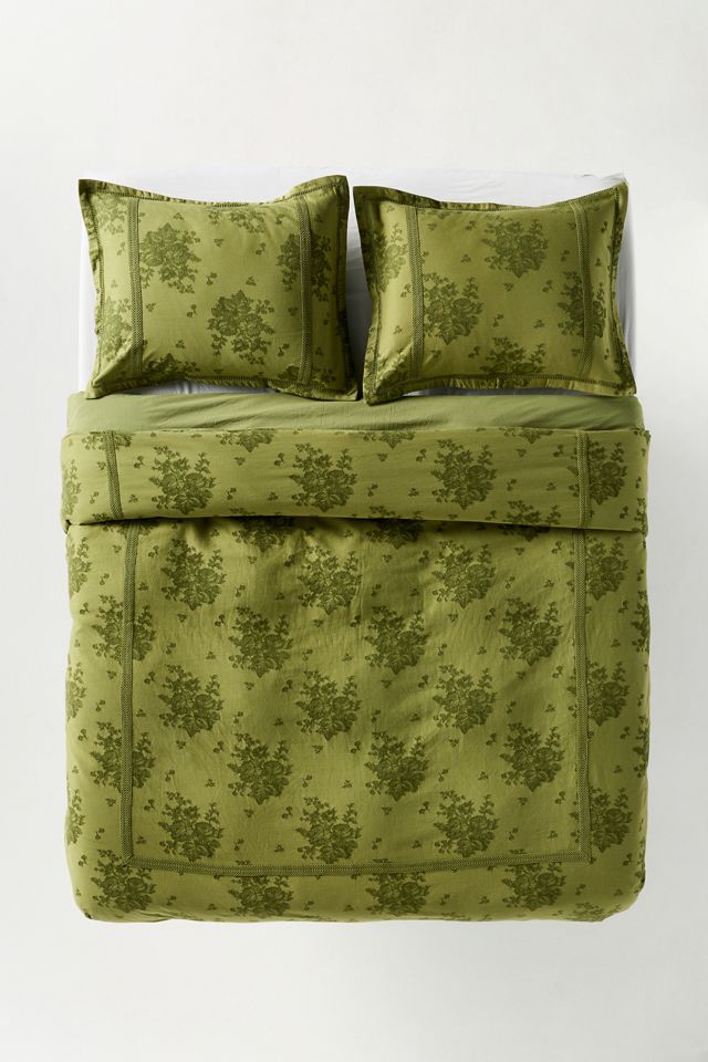 Nadia Cotton Solid Floral Embellished Duvet Cover  #1