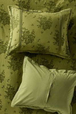 Nadia Cotton Solid Floral Embellished Pillowcases, Set of 2