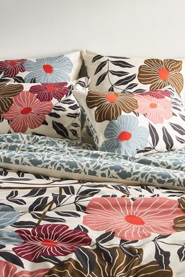 McKenzie Parrott Floral Threads Organic Cotton Printed Floral Duvet Cover