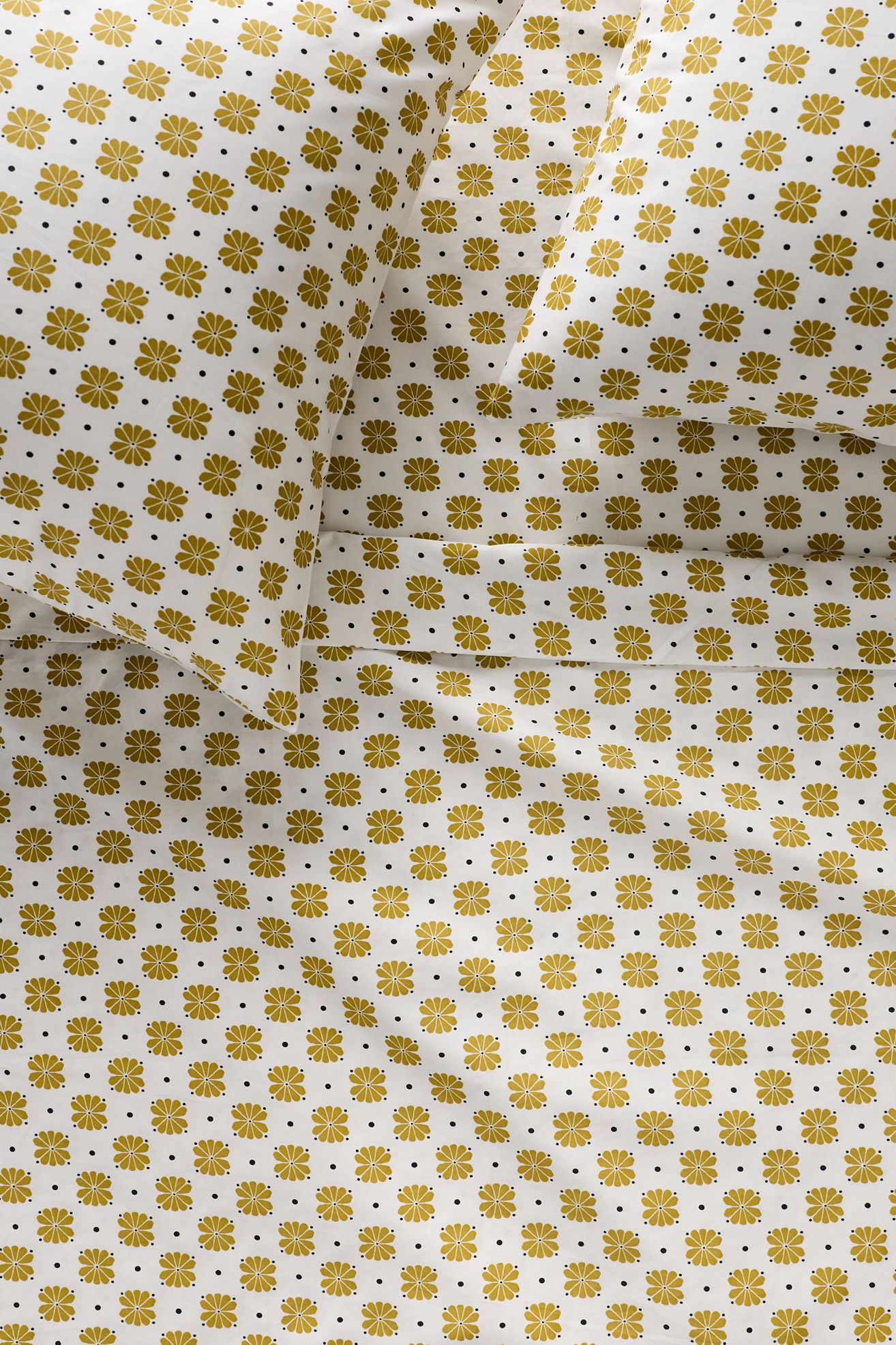 McKenzie Parrott Organic Cotton Sateen Floral Printed Sheet Set - Yellow Floral, Standard, Queen