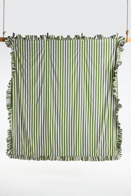 Maeve Cotton Striped Ruffle Printed Duvet Cover - Thumbnail 2