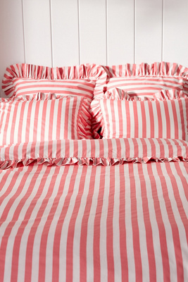Maeve Cotton Striped Ruffle Printed Duvet Cover