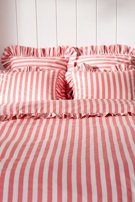 Maeve Cotton Striped Ruffle Printed Duvet Cover