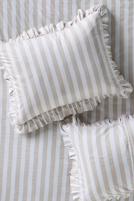 Maeve Cotton Striped Ruffle Printed Shams, Set of 2