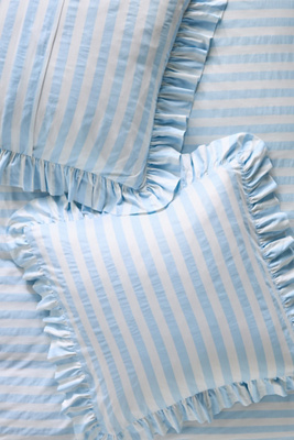 Shop Maeve Cotton Striped Ruffle Printed Euro Sham