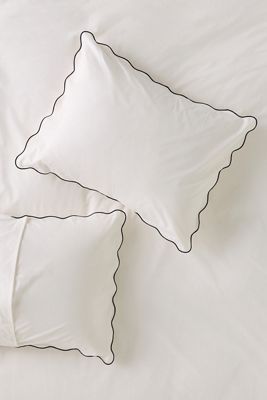 Cotton Marrow Scalloped Edge Pillowcases, Set of 2