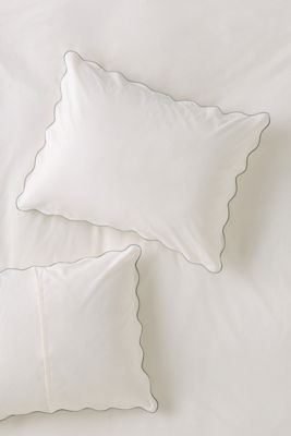 Cotton Marrow Scalloped Edge Pillowcases, Set of 2