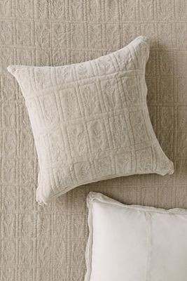 Botanical Cotton Velvet Floral Embroidered Euro Sham
