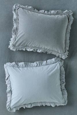 Victoria Cotton Velvet Ruffle Pillowcases, Set of 2