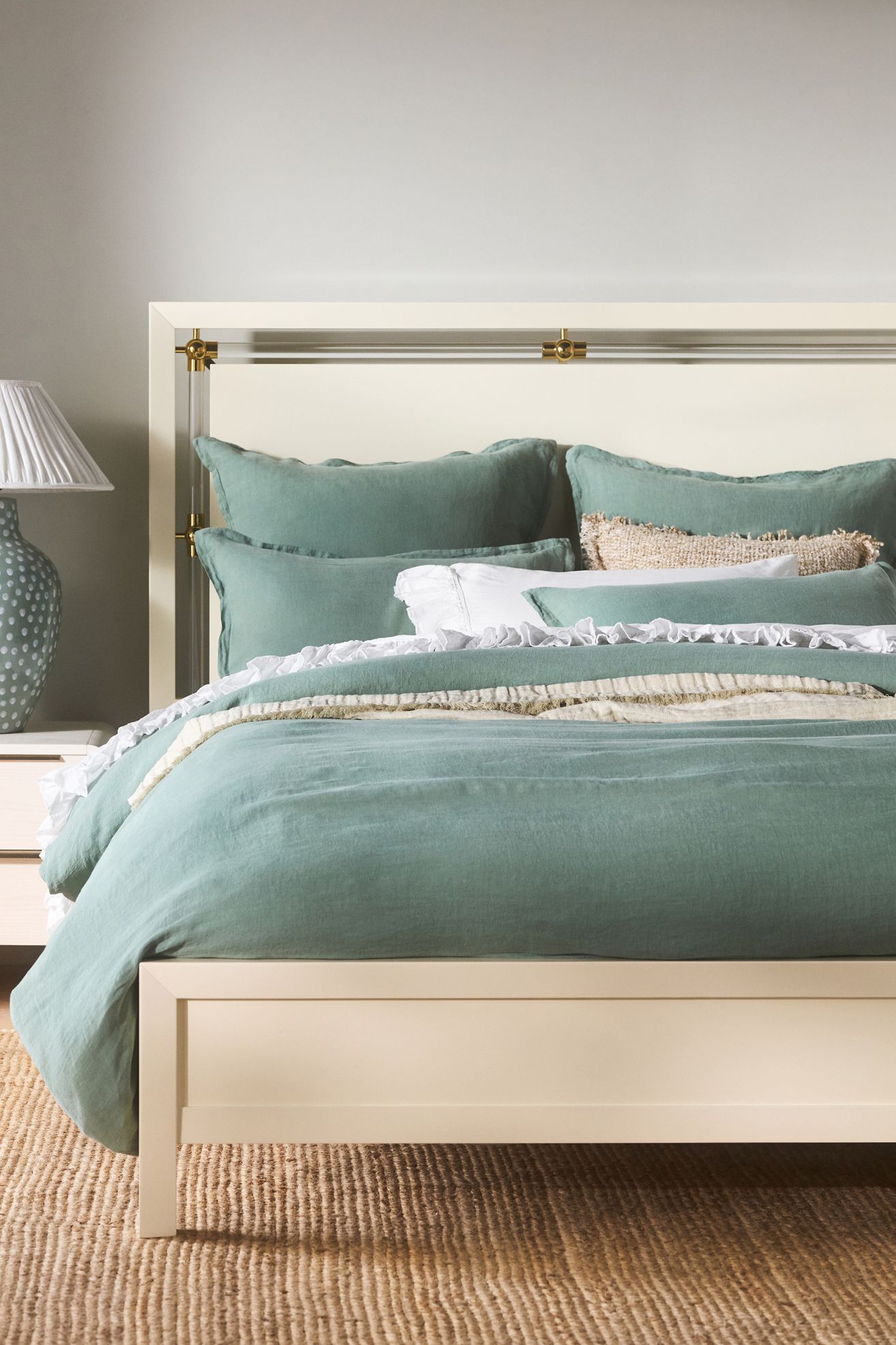 Washed Linen Duvet Cover​ - Moss, Standard, King