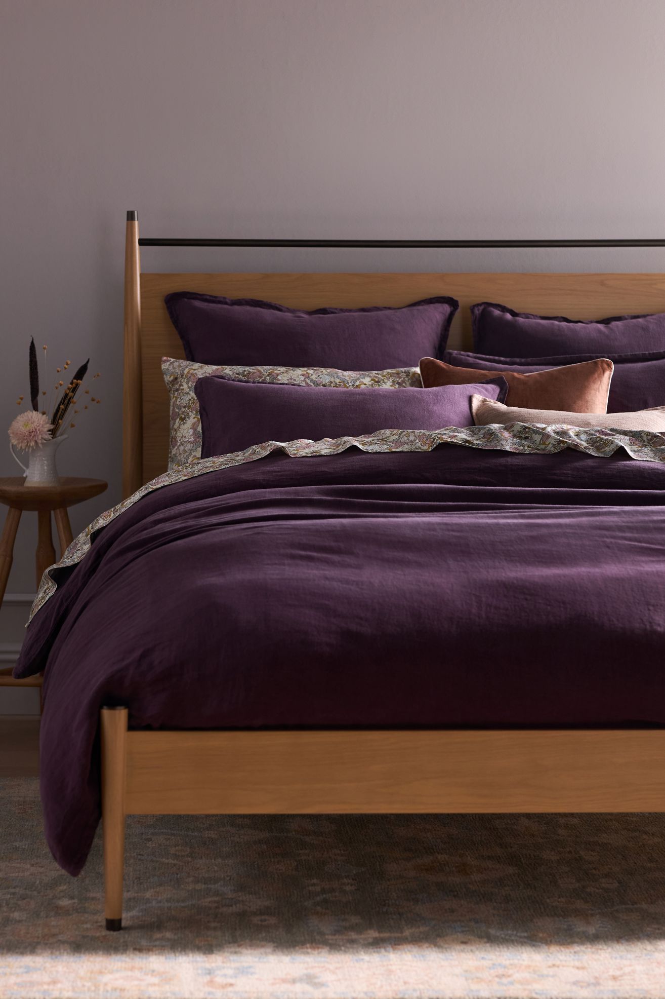 Washed Linen Duvet Cover​ - Plum, Standard, King
