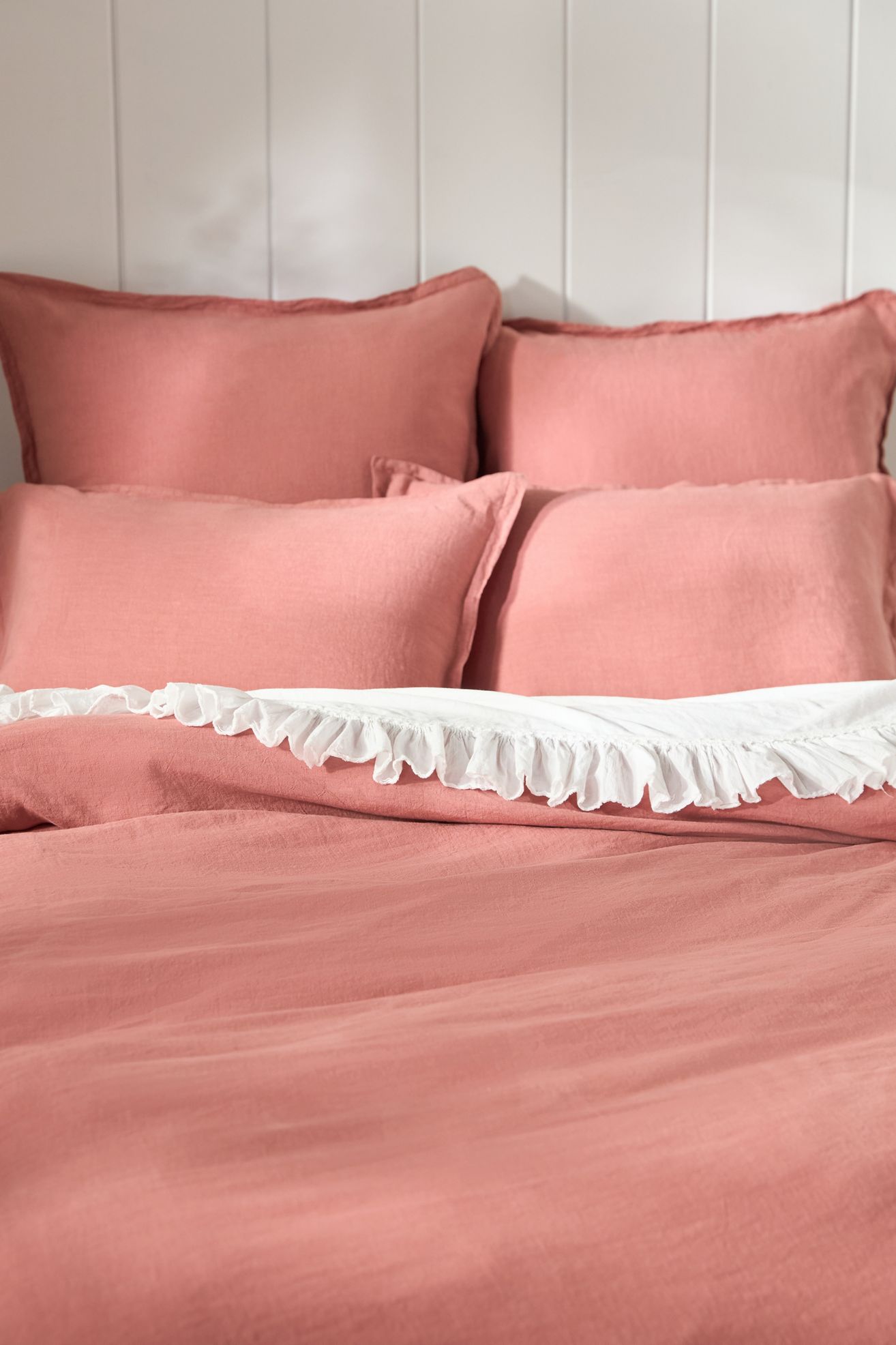 Washed Linen Duvet Cover​ - Terracotta, Standard, Queen