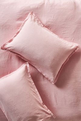 Anthropologie Washed Linen Shams, Set Of 2 By  In Pink Size S2 Qn Sham