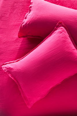 Anthropologie Washed European Flax Linen Shams, Set Of 2 In Pink