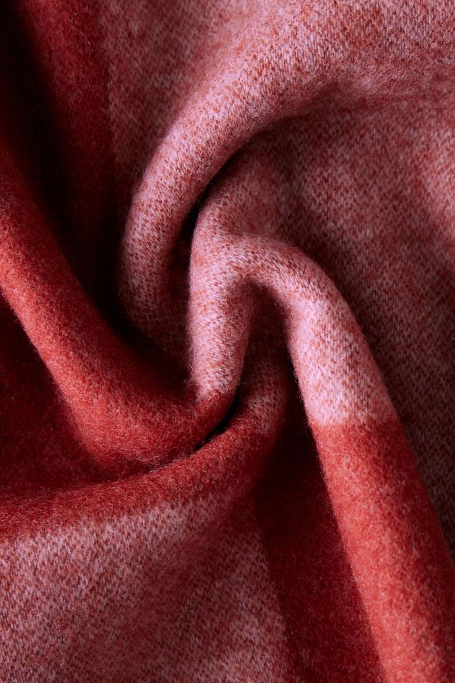 Couverture à carreaux abricot en laine d'agneau TBCo #2